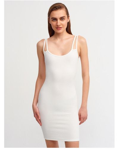 Dilvin 9140 kleiderbügelkleid - Weiß