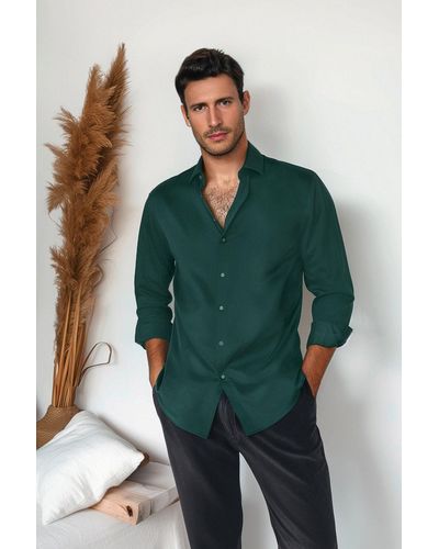 Trendyol Es, elegantes slim fit-hemd - Grün