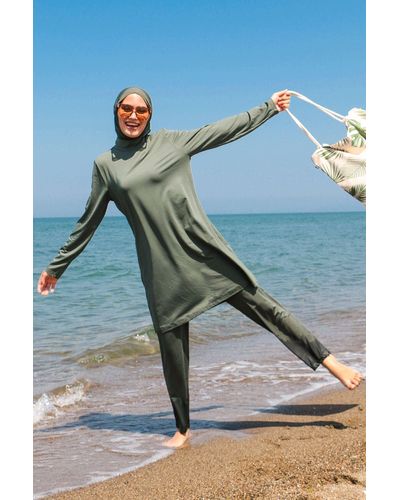 Marina Dreiteiliger, vollständig bedeckter hijab-badeanzug in , 1969 - Blau