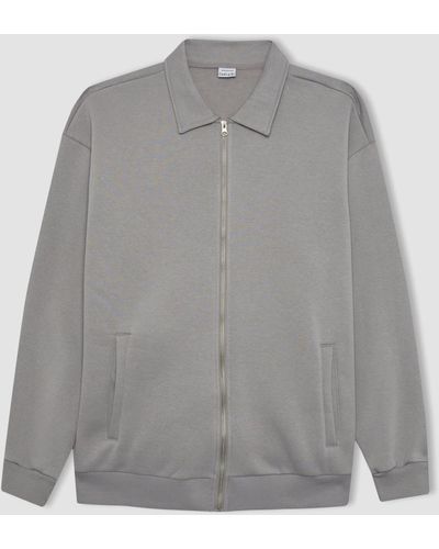 Defacto Weicher, flauschiger cardigan in oversize-passform - Grau