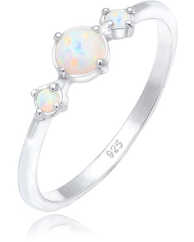 Elli Jewelry Ring trend bandring trio geo vintage opale 925 silber - Weiß