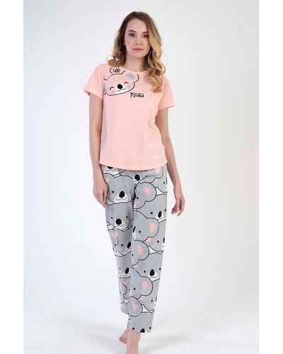 C&City Kurzarm-pyjama-set pink-441015 - Mehrfarbig