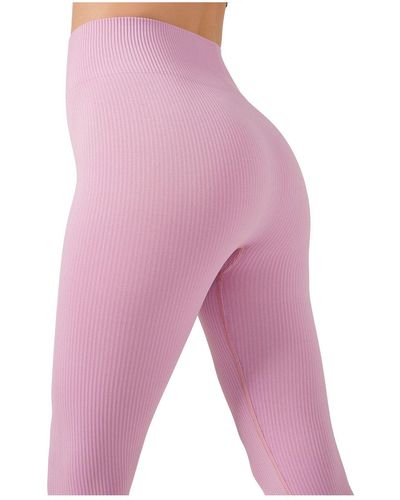 LOS OJOS Lavendelfarbene, nahtlose, gerippte fitness-leggings mit hoher taille - Pink