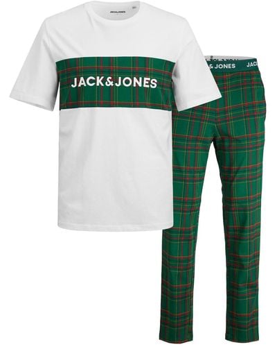 Jack & Jones Schlafanzug checked pyjama mit langer hose und shirt - Grün