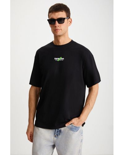 Grimelange Jake t-shirt , übergröße, 100 % baumwolle, dick, strukturiert, bedruckt, - Schwarz