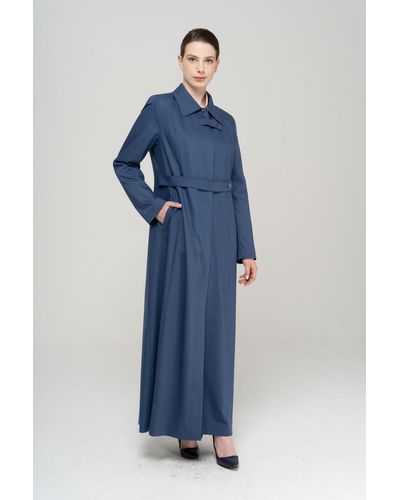 Olcay Hemdkragen, gerippter ausschnitt, große größe, gefütterter mantel, indigo - Blau