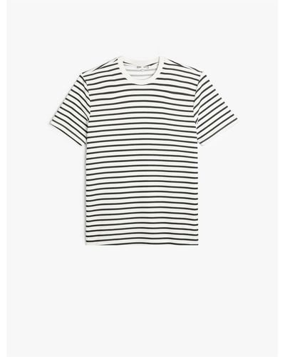 Koton Strukturiertes basic-t-shirt – rundhalsausschnitt, kurze ärmel, slim fit - Schwarz