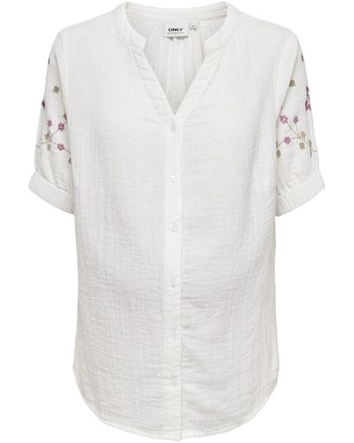 ONLY Hemd normal geschnitten hemdkragen umstands-elasthan-bündchenhemd - Weiß