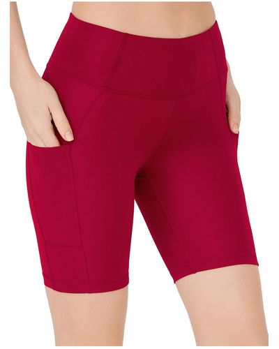 LOS OJOS Shorts in weinrot mit hoher taille, glättenden biker-shorts mit zwei taschen und kurzen sport-strumpfhosen
