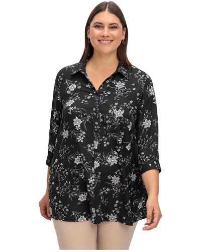 Sheego Bluse regular fit - Schwarz