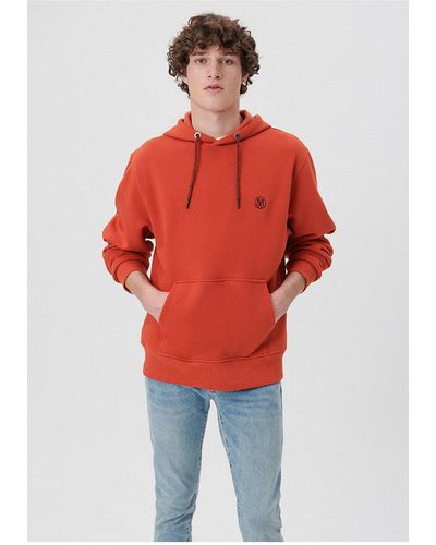 Mavi Orangefarbenes sweatshirt mit kapuze und logo-stickerei -70481 - Rot