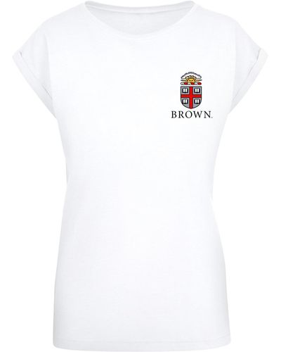 Merchcode Ladies brown university logo t-shirt - Weiß