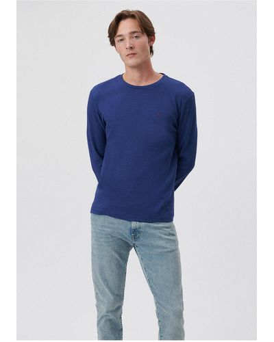 Mavi Langärmliges marinees basic-t-shirt slim fit / slim fit -70722 - Blau