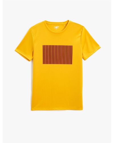 Koton T-shirt mit rundhalsausschnitt und kurzen ärmeln - Gelb