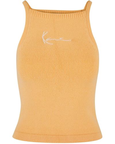 Karlkani Kw221-077-1 kk small signature knit 90s crop top - Orange