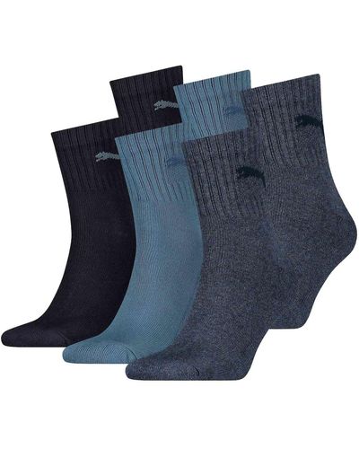 PUMA Unisex sportsocken, 6 paar short crew socks, tennissocken, einfarbig - 35-38 - Blau