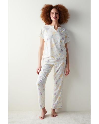 Penti Es t-shirt-pyjama-oberteil "spring dream". - Grau