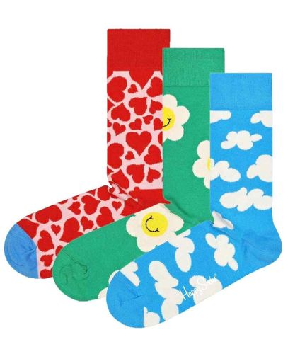 Happy Socks 3er-pack i flower u socken-geschenkset - 41-46 - Blau