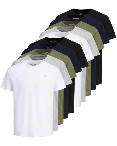 Jack & Jones Jack&jones t-shirt, 10er pack jorjxj, t-shirt, kurzarm, rundhals, baumwolle, logo, - Schwarz