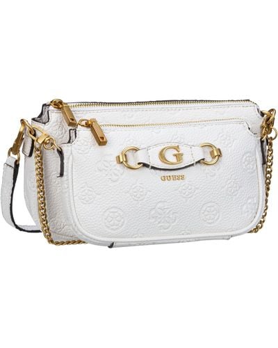 Guess Umhängetasche izzy peony double pouch crossbody - Weiß