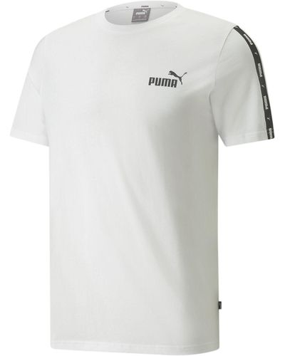 PUMA Essentials + t-shirt mit logo-tape - s - Weiß