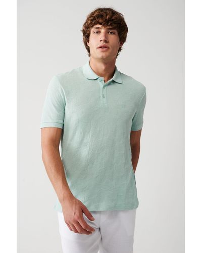 AVVA Mintes t-shirt aus 100 % baumwolle mit 3-knopf-polokragen und gerippter regulärer passform a31y1194 - Grün