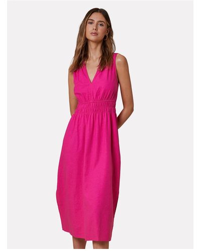 Threadbare Kleid thb peppercorn-leinen-midikleid mit taille - Pink