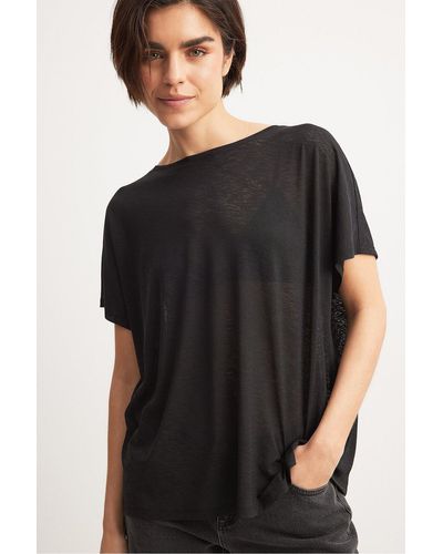 NA-KD Transparentes t-shirt mit kimonoärmeln - Schwarz