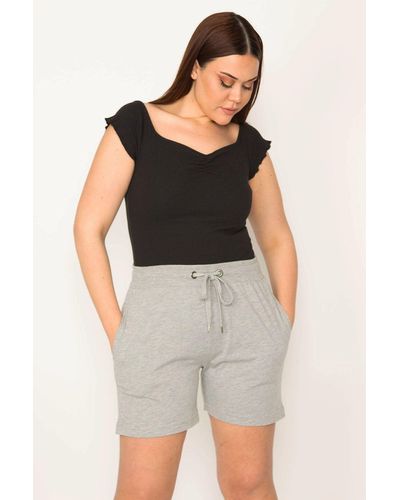 Şans Şans große shorts aus em baumwollstoff mit ösen, detaillierter taille und elastischen taschen, 65n32350 - Schwarz