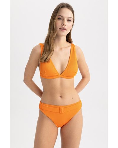 Defacto Fall in love regular fit bikinihose mit gürtel t5231az23sm - Orange