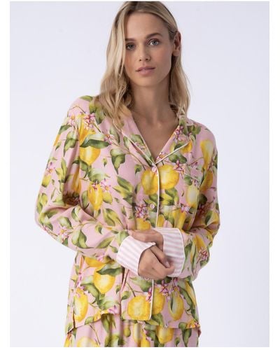 Pj Salvage Pyjamaoberteil l/s shirt in full bloom - Mehrfarbig