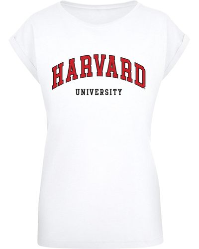 Merchcode Ladies harvard university script t-shirt - Rot