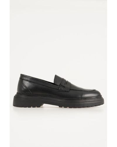 CZ London Echtleder-loafer mit dicken sohlen, leicht zu tragende schuhe - Schwarz