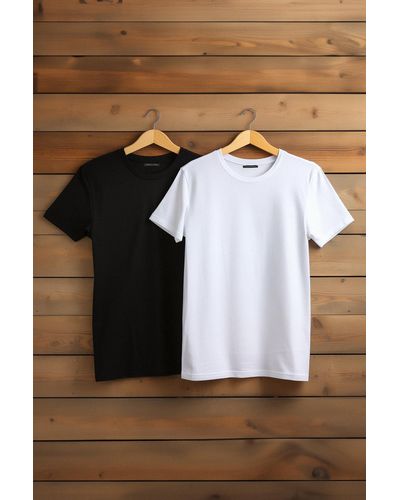 Trendyol Weiße basic-slim-fit-t-shirts aus 100 % baumwolle im 2er-pack mit kurzen ärmeln - Braun