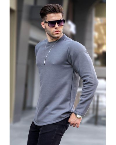 Madmext Geräuchertes basic-sweatshirt mit rundhalsausschnitt und regulärer passform - Grau