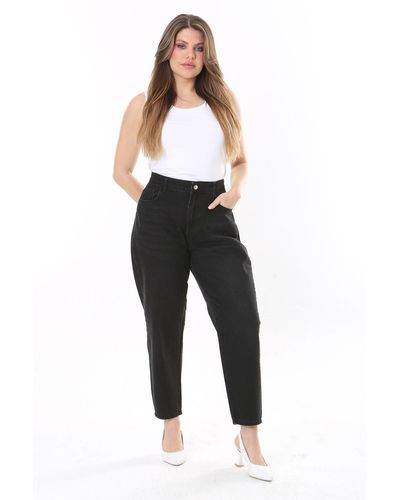 Şans Şans e 5-pocket-jeans mit hoher taille in großen größen - Schwarz