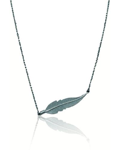 CollardManson Silver Horizontal Feather Necklace - Metallizzato