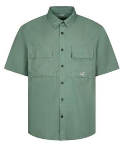 C.P. Company Cp Company Short Sleeve Ripstop Shirt - Verde