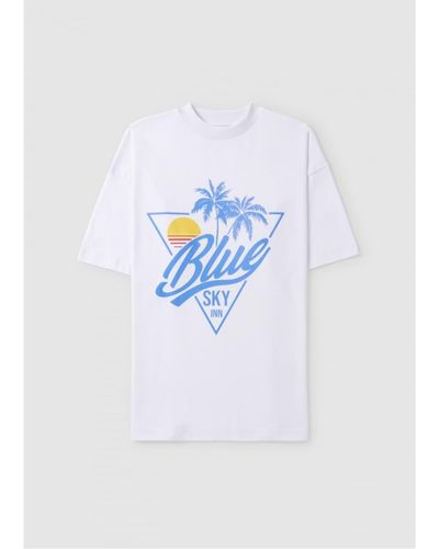 BLUE SKY INN Herren Sonnenuntergang Logo -T -Shirt in Weiß