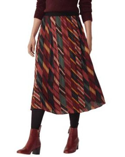 Nice Things Mixed Stripe Print Pleated Skirt From - Rosso
