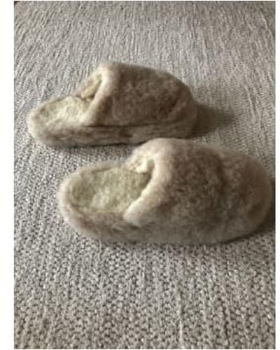 Yoko Wool Siberian slippers mule beige - Mettallic