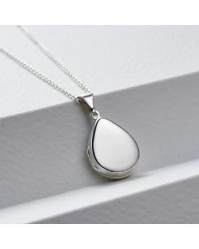Posh Totty Designs Small Droplet Locket Necklace Sterling - Gray