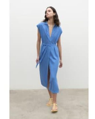 Ecoalf Vestido lino turquesa azul francés