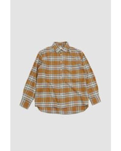 Universal Works Square Pocket Shirt Plaid /orange M - Gray