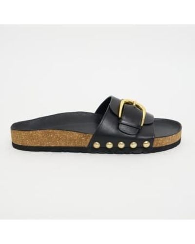 Petite Mendigote Leather Slider Sandals - Blue