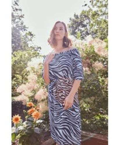 Fransa Zebra Dress In Animal Mix - Blu
