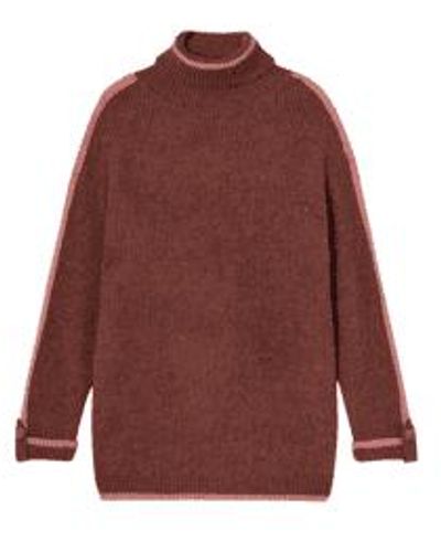 SKATÏE High Neck Sweater With Contrast Band - Brown