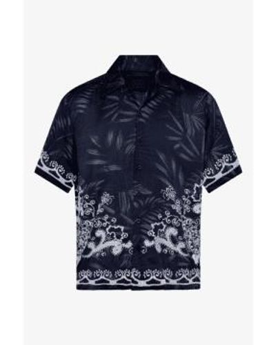 RH45 Rhodium Navy Lanai Hawaiian Embroidered Shirt Extra Large - Blue