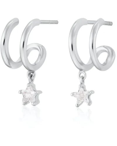 Scream Pretty Illusion Hoop Earrings With Star Drop Sterling Silver Sps 103 - Metallizzato