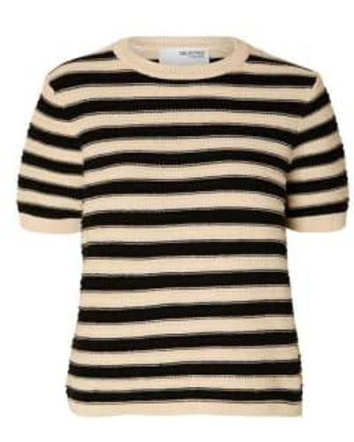 SELECTED Dora Knitted Top Birch - Nero